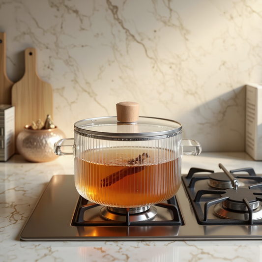 Olla de Vidrio Perilla Madera Minimalista